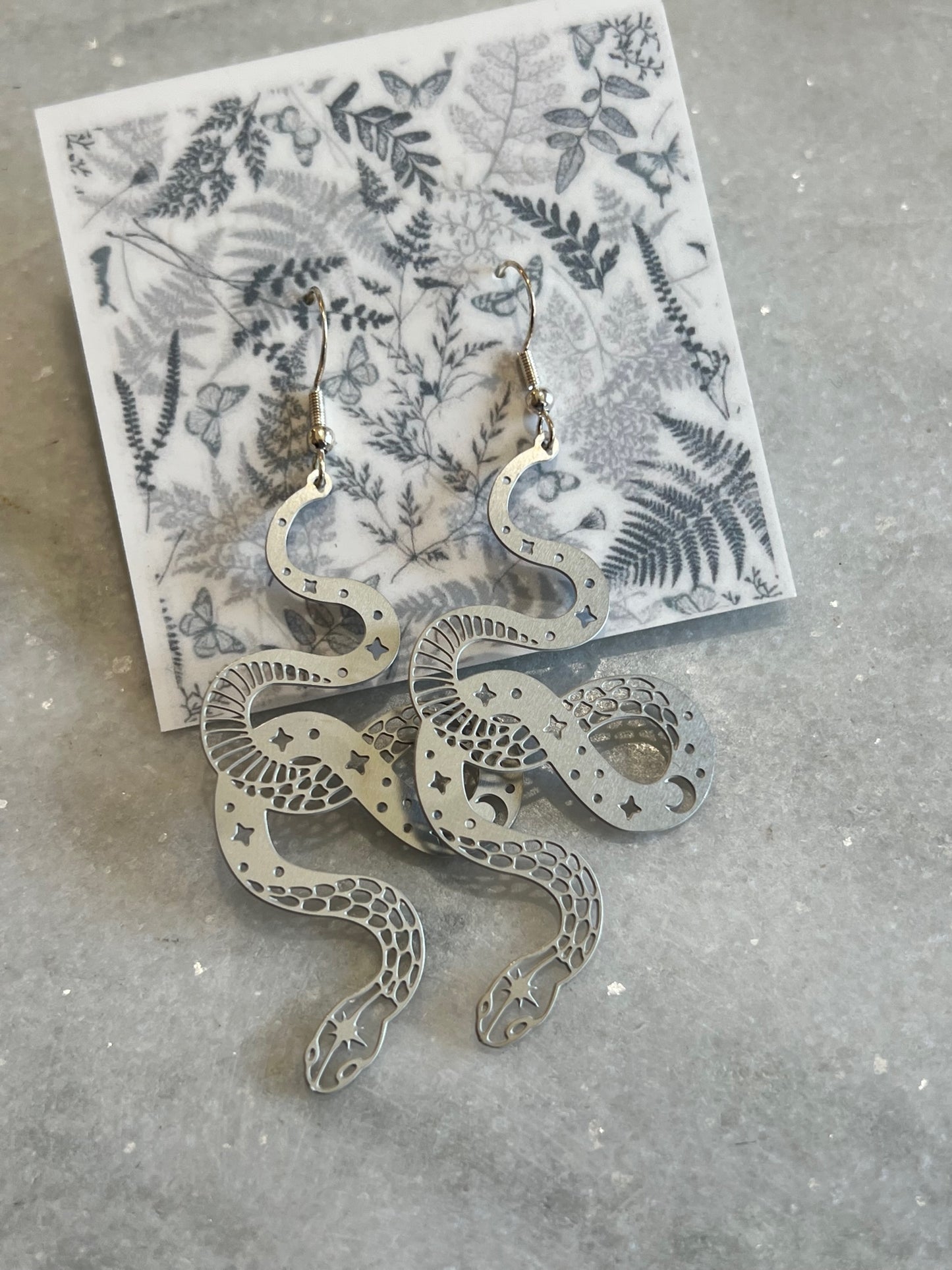 Silver Snake Earrings