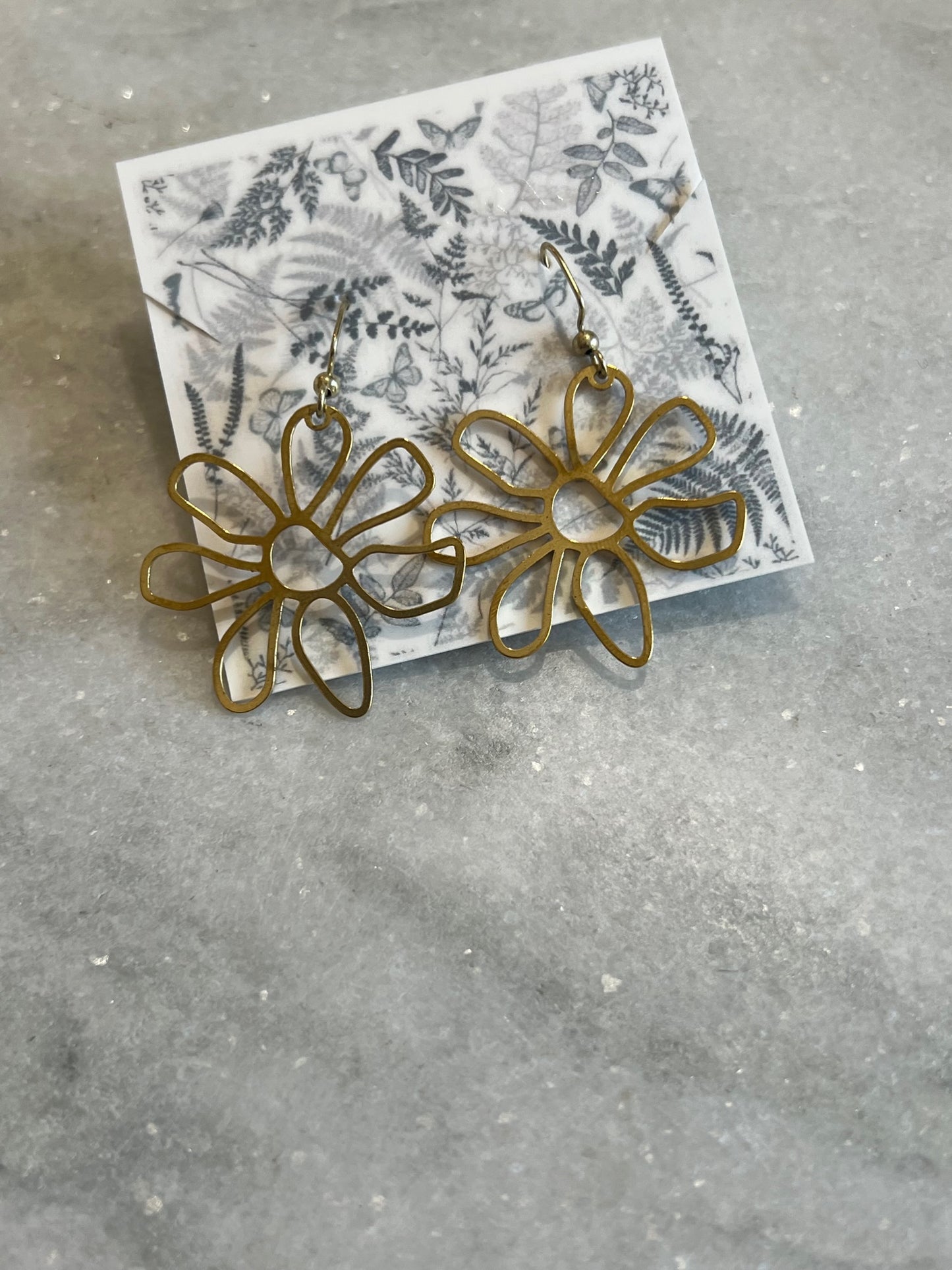 brass flower earrings