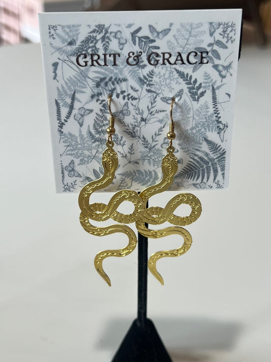 brass snake earrings