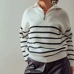 Striped Quarter Zip Pullover